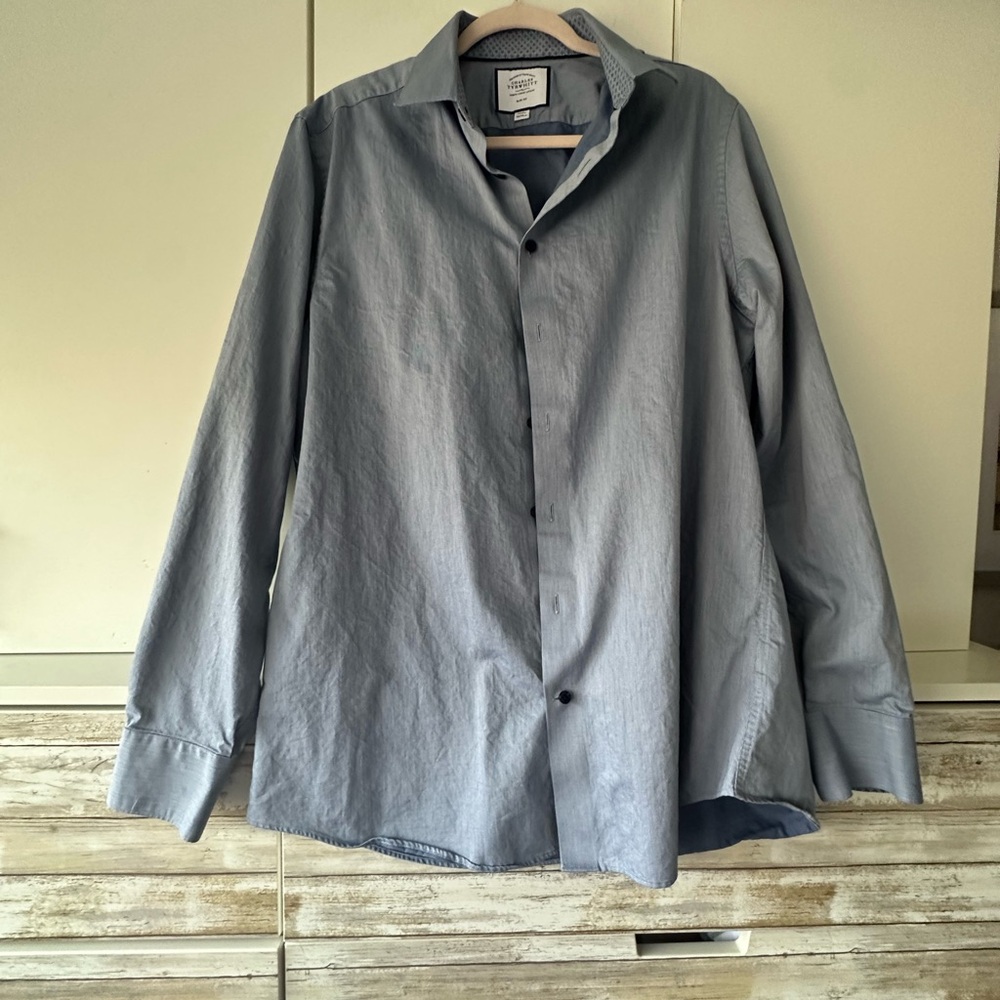 👔 Charles Tyrwhitt Men’s 17/37 Slim Fit Slate Blue Cotton Dress Shirt